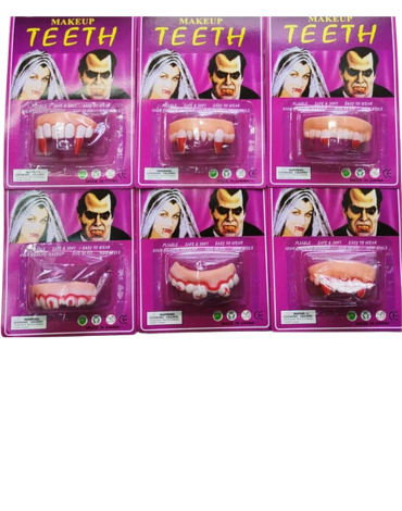 Dientes Vampiro para Halloween x 12 Unds.Medida: 2 x 3.5 cm aprox