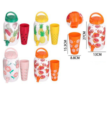 3 Set de Dispensador de Agua con Vasos 3.8 L .Medida: 27 x 13 cm aprox