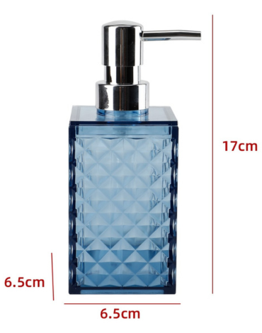 Dispensador de Jabón Transparente Azul x 4 Unds. Medida:17 x 6.5 x 6.5 cm aprox.