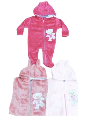 Enterito Plush de Bebe  x 4 Unds. Tallas: 0 a 3 Meses
