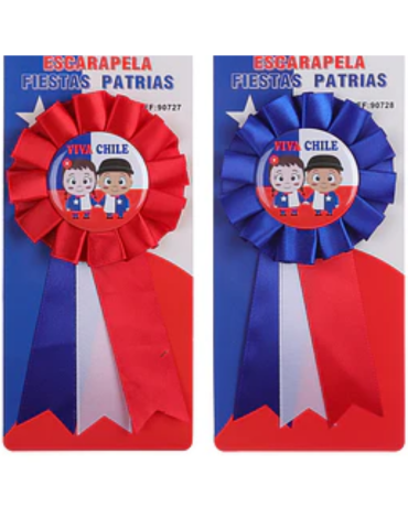 Escarapela Tricolor Fiesta Patrias Viva Chile  x 12 Unds.Medida: 7 x 15 cm aprox.