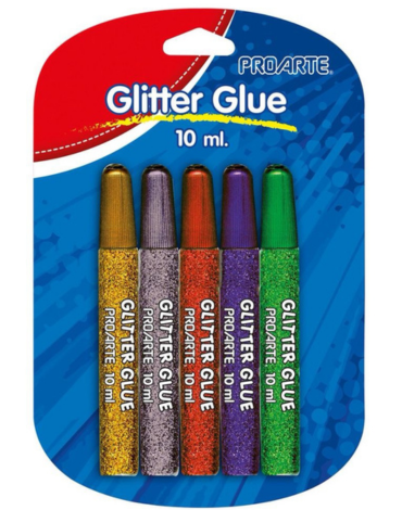 6 Set de Escarcha Glitter Glue 5 Colores 10 ML Pro Arte