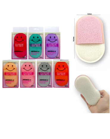 Esponja de Limpieza Facial Colores Surtidos x 12 Unds.