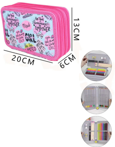 Estuche Escolar Color Único x 4 Unds. Medida: 20 x 13 x 6 cm aprox.