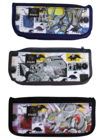 Estuche Escolar Dinos Colores Surtidos x 6 Unds.Medida: 12 x 22 x 6 cm aprox.