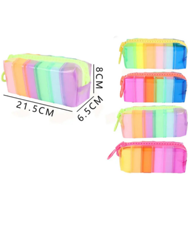 Estuche Escolar Multicolor Colores Surtidos x 4 Unds. Medida: 21.5 x 6.5 x 8 cm aprox.