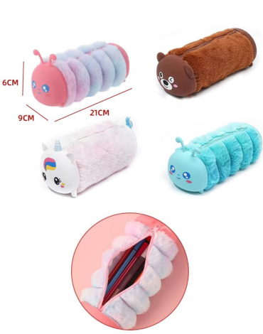 Estuche Peludo Colores Surtidos x 4 Unds. Medida: 22 x 9 x 6 cm aprox.