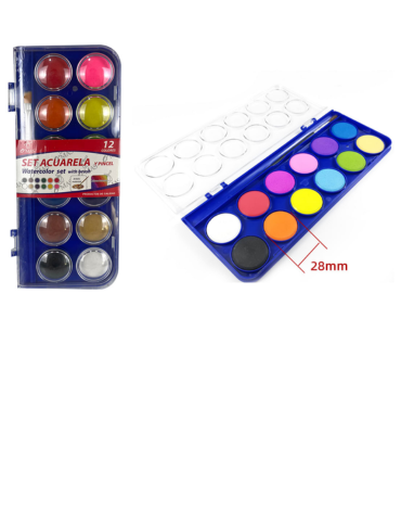 12  Estuches de Acuarelas con Pincel 12 Colores