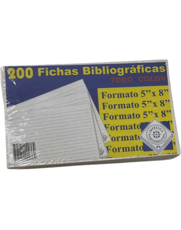 3 Set de Fichas Bibliográficas (1 Set Trae 200 PCS) Medida: 5 x 8¨