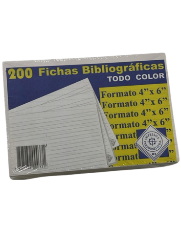 3 Set de Fichas Bibliográficas (1 Set Trae 200 PCS) Medida: 4 x 6¨