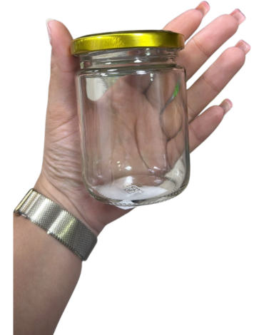 Frasco de Vidrio Tapa Dorada o Negra x 140 Unds. Medida: 240 ml aprox.