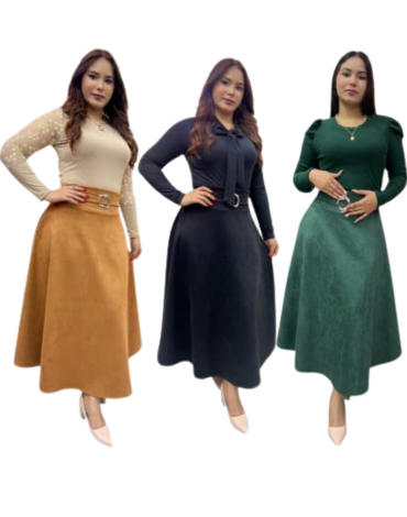 Falda Larga de Gamuza x 3 Unds.Talla: Estándar