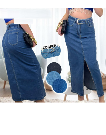 Falda Larga Jeans Elasticada x 12 Unds Talla: S - M - L - XL