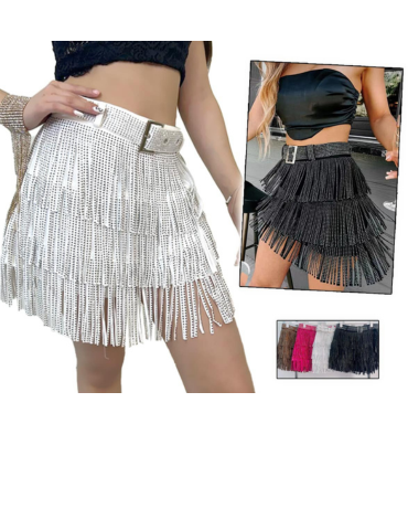 Falda Short con Flequillos Colores Surtidos x 16 Unds.Talla: S  - M - L - XL
