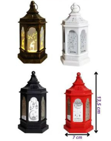 Farol de Luz Navideño x 12 Unds.Medida : 13,5 x 7 cm aprox.