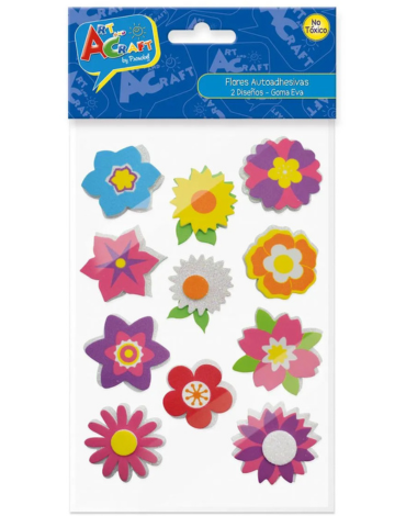 6 Set de Figura Flores Goma Eva Adhesivos Art & Craftt. (1 Pack: 12 PCS)