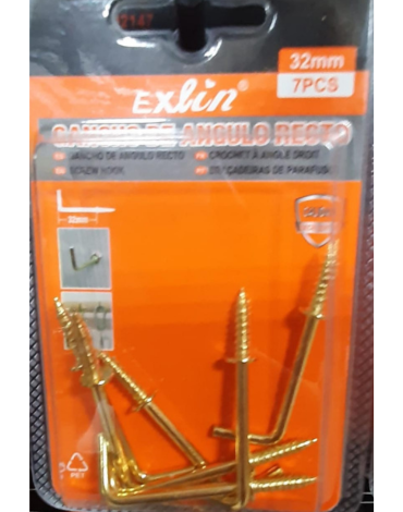 12 Set Gancho de Angulo Recto Grande .Medida: 32 MM.(1 Set Trae :7 PCS)