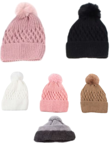 Gorro de Mujer con Chiporro Colores Surtidos x 12 Unds.