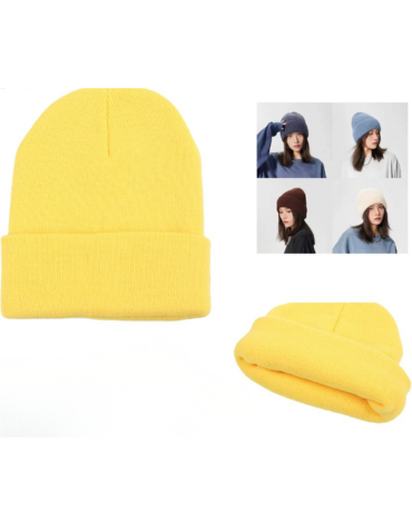 Gorro de Lana Adulto Color Amarillo x 12 Unds.