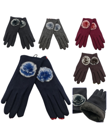 Guantes Táctil de Dama con Chiporro Colores Surtidos x 12 Pares. Medida:13 x 28 cm aprox
