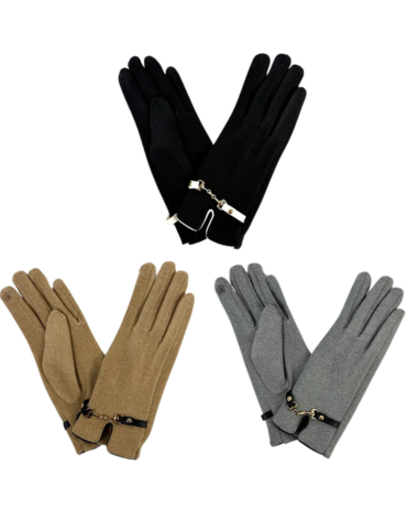 Guantes de Mujer con Cadena Colores Surtidos x 12 Pares. Medida: 22 x 8.5 cm aprox.