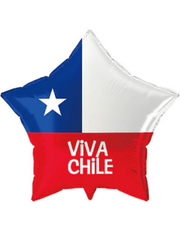 Globo Metálico Bandera Chile x 12 Unds .Medida : 45 x 45 cm aprox.