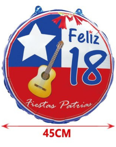 Globo Metálico Felices Fiesta Patrias x 12 Unds .Medida: 45 cm aprox.