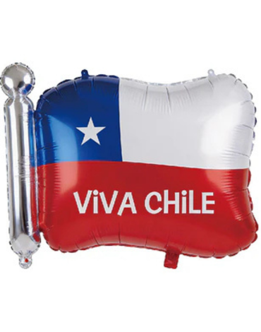 Globo Metálico Bandera Chile x 12 Unds .Medida: 62 x 53.5 cm aprox.
