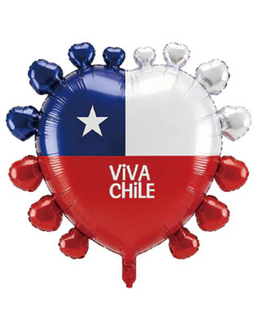 Globo Metálico Bandera Chile x 12 Unds .Medida : 60 x 64.5 cm aprox.