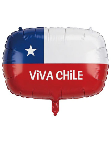 Globo Metálico Bandera Chile x 12 Unds .Medida : 48 x 44 cm aprox.