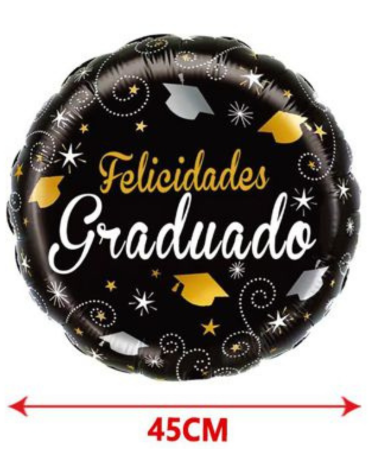 Globo Metálico Felicidades Graduado 18 " x 12 Unds.Medida: 45 cm aprox.