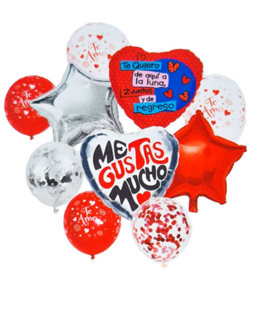4  Set de Globo Metálico Me Gusta Mucho (1 Set Trae :10 PCS)