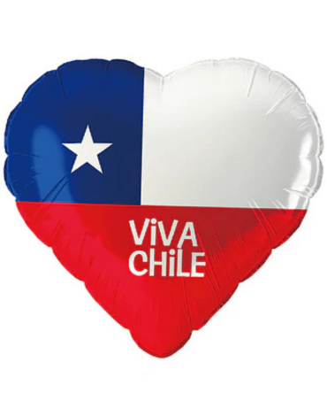Globo Metálico Bandera Chile x 12 Unds .Medida : 45 x 45 cm aprox.