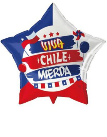 Globo Metálico Viva Chile 18 " x 12 Unds .Medida: 45 cm aprox