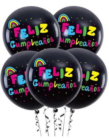 12 Set de Globos Látex Feliz Cumpleaños (1 Set Trae: 5 PCS) Medida: 30 cm aprox.