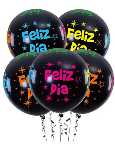 12 Set de Globos Látex Feliz Dia (1 Set Trae: 5 PCS) Medida: 30 cm aprox.
