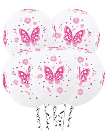 12 Set de Globos Látex Diseño Mariposa (1 Set Trae: 5 PCS) Medida: 30 cm aprox.