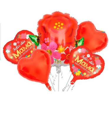 6 Set de Globos Metálico Feliz Día Mamá (1 Set Trae: 6 PCS )