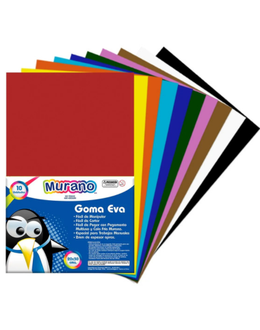 12 Pack Goma Eva Murano Colores Surtidos. Medida : 20 x 30 cm aprox.(1 Pack: 10 PCS )