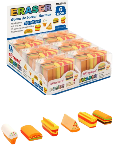 6  Set de Goma de Borrar Hamburguesa Modelos Surtidos (1 Set Trae: 6 PCS)