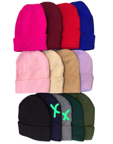 Gorro de Lana con Doblez Colores Surtidos x 12 Unds. Talla: Estándar