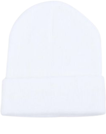 Gorro de Lana con Doblez Color Único Blanco x 12 Unds. Talla: Estándar