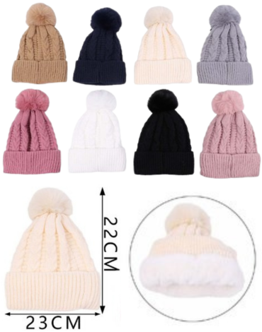 Gorro de Mujer con Chiporro Colores Surtidos x 12 Unds.