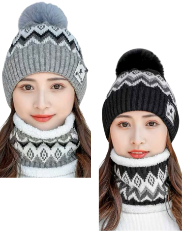 Gorros con Cuello de Lana Colores Surtidos x 12 Unds.