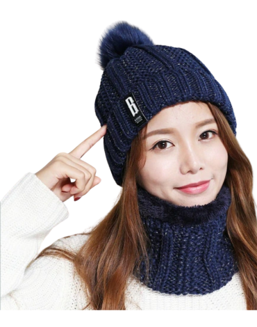 Gorros con Cuello de Lana con Brillo Colores Surtidos x 12 Unds.