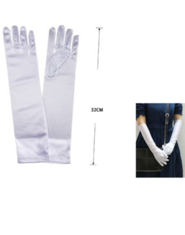 Guantes Largos de Fiesta Color Blanco x 12 Pares. Medida: 32 cm aprox.