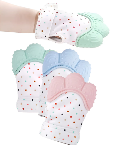 Guantes Mordedor de Silicona para Bebe Colores Surtidos  x 6 Unds.