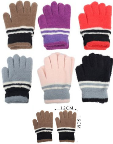 Guantes Infantil Peludito Colores Surtidos x 12 Unds. Medida: 12 x 16 cm aprox.
