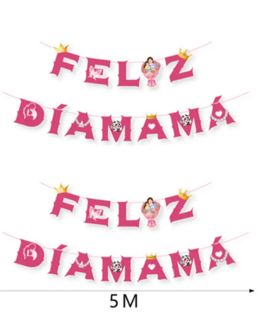 Guirnalda Feliz día Mamá x 12 Unds. Medida : 5 Metros aprox.