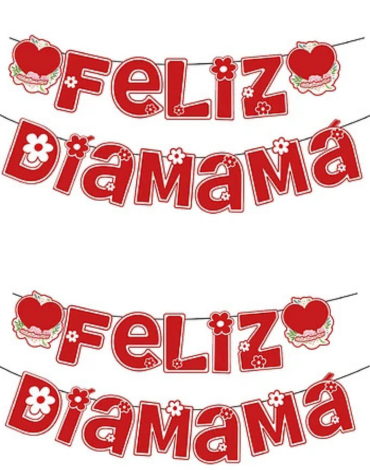 Guirnalda Feliz día Mamá x 12 Unds. Medida : 3 Metros aprox.